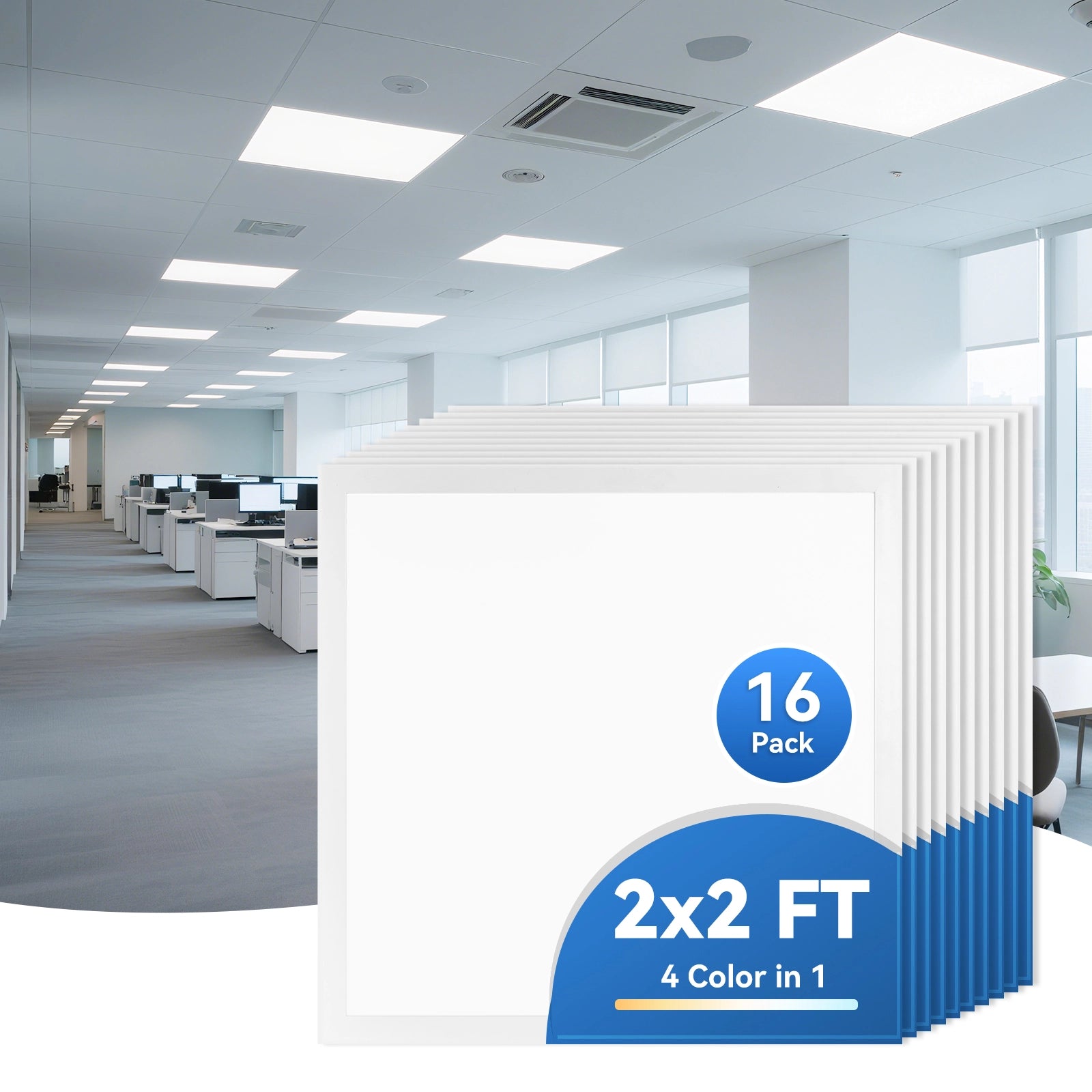 CycevSun 2x2 4CCT LED Flat Panel Drop Ceiling, 0-10V Dimmable, 4 Pack
