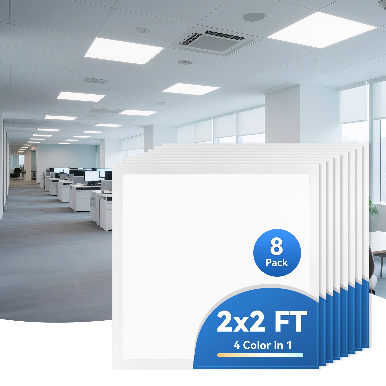 CycevSun 2x2 4CCT LED Flat Panel Drop Ceiling, 0-10V Dimmable, 4 Pack