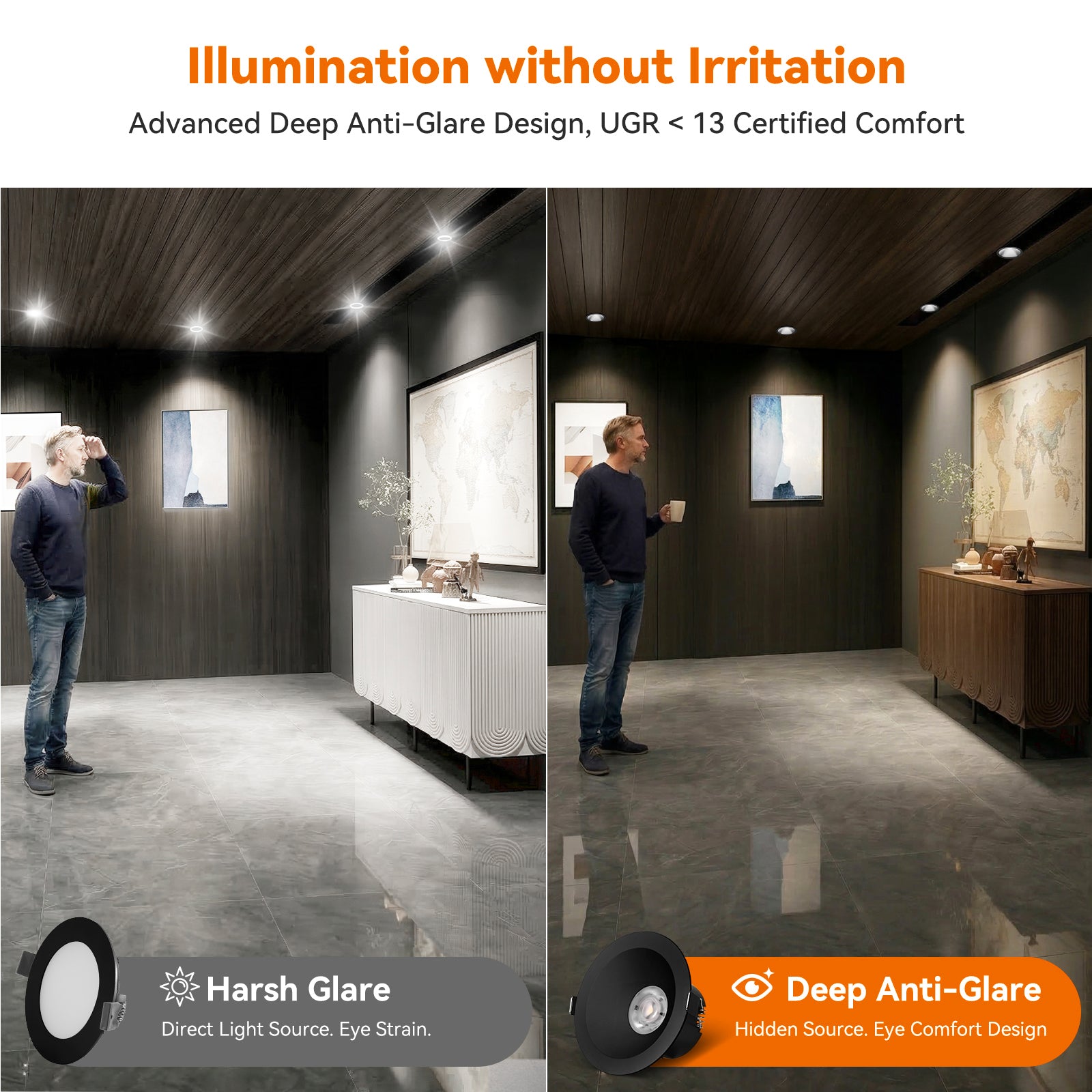 6/12pack CycevSun Black 4 Inch Recessed Lights, Anti-Glare COB Canless Recessed Ceiling Spotlight, 5CCT Selectable 2700K-6000K, 130LM/W, 16W, RA95 Exterior Soffit Lights, Dimmable, ETL, IP44 Damp Rated