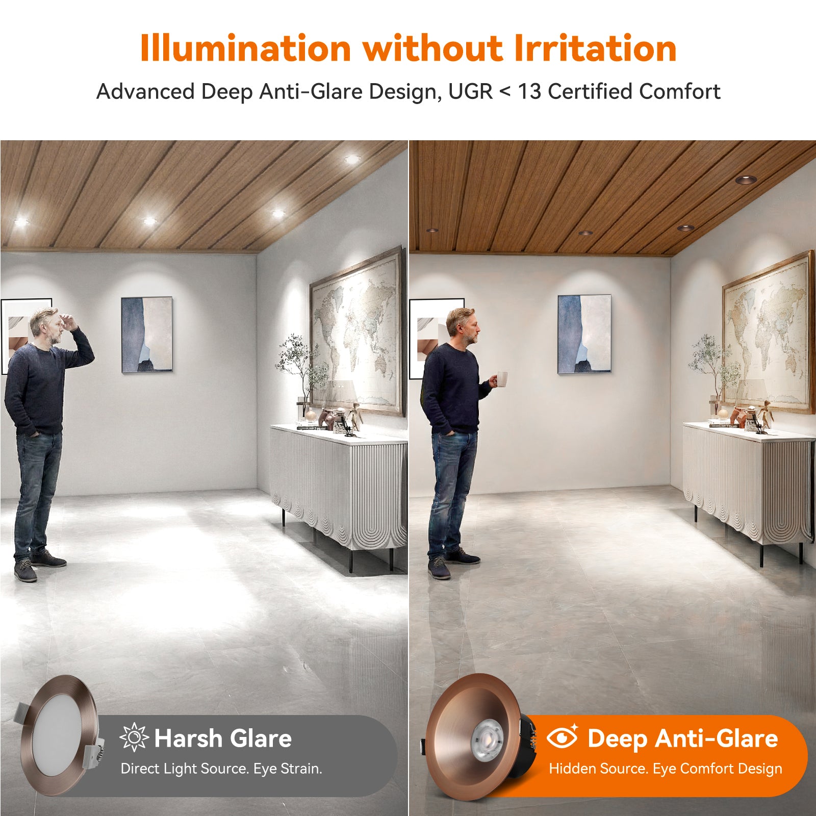 6/12pack CycevSun Bronze 4 Inch Recessed Lights, Anti-Glare COB Canless Recessed Ceiling Spotlight, 5CCT Selectable 2700K-6000K, 130LM/W, 16W, RA95 Exterior Soffit Lights, Dimmable, ETL, IP44 Damp Rated