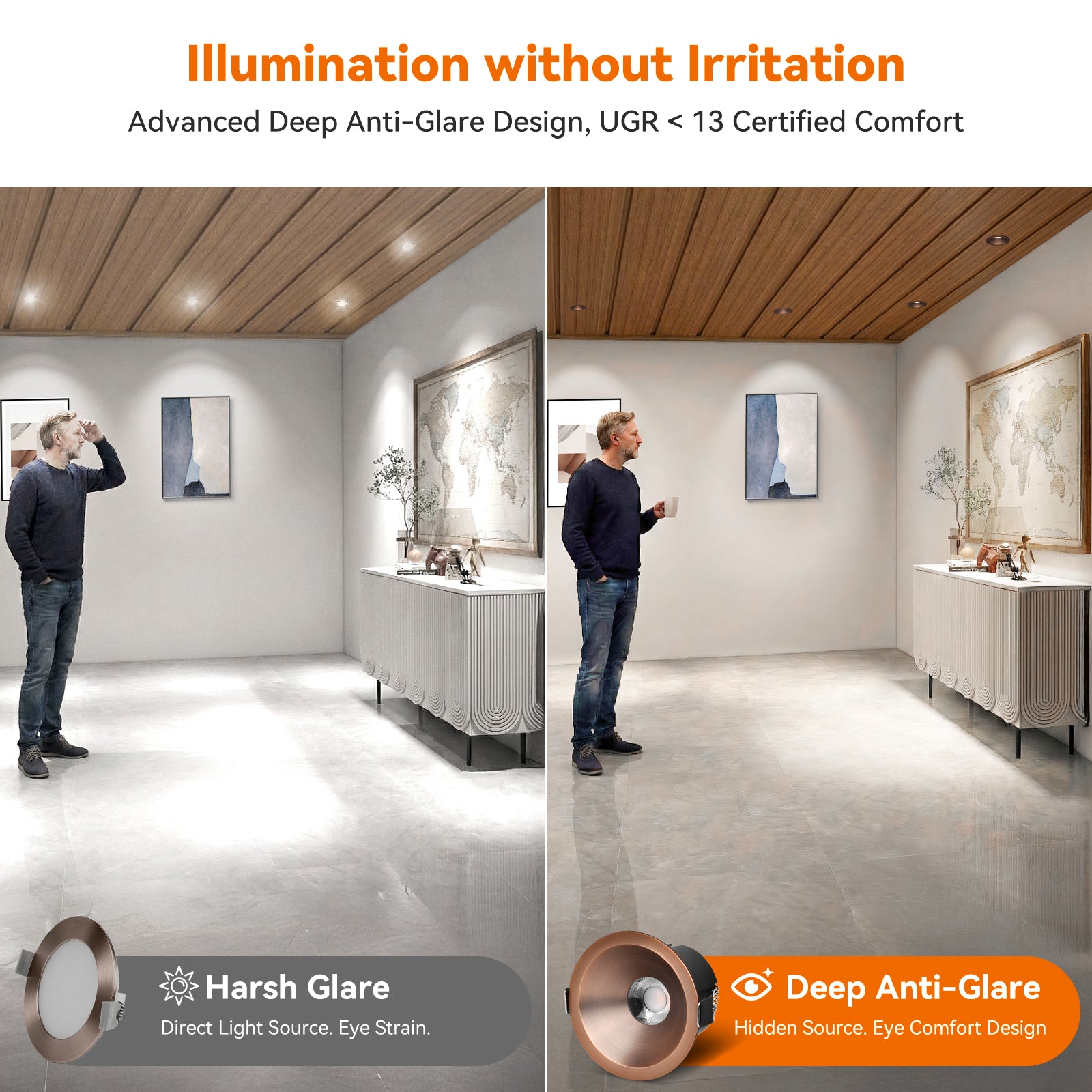 6/12pack CycevSun Bronze 3 Inch Recessed LED Lights, Anti-Glare COB Canless Ceiling Spotlight, 5CCT Selectable 2700K-6000K, 130LM/W, 12W, RA95 Small Exterior Soffit, Dimmable, ETL, IP44 Damp Rated