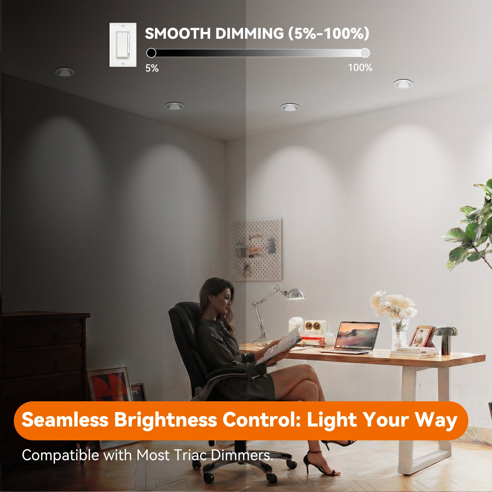 6/12pack CycevSun White 4 Inch Recessed Lights, Anti-Glare COB Canless Recessed Ceiling Spotlight, 5CCT Selectable 2700K-6000K, 130LM/W, 16W, RA95 Exterior Soffit Lights, Dimmable, ETL, IP44 Damp Rated