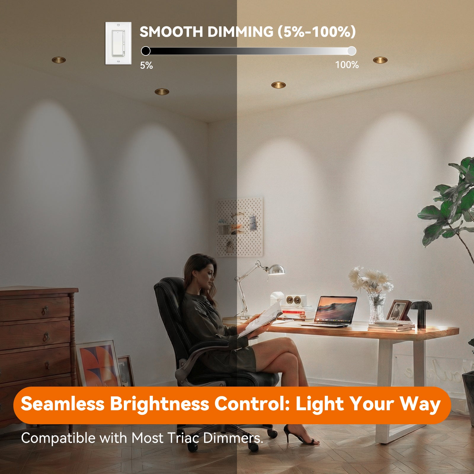 6/12pack CycevSun Gold 2 Inch Recessed Lights, Anti-Glare COB Canless Ceiling Spotlight, 5CCT Selectable 2700K-6000K, 130lm/W, RA95 Small Exterior Soffit Lights, 8W, Dimmable, ETL, IP44 Damp Rated