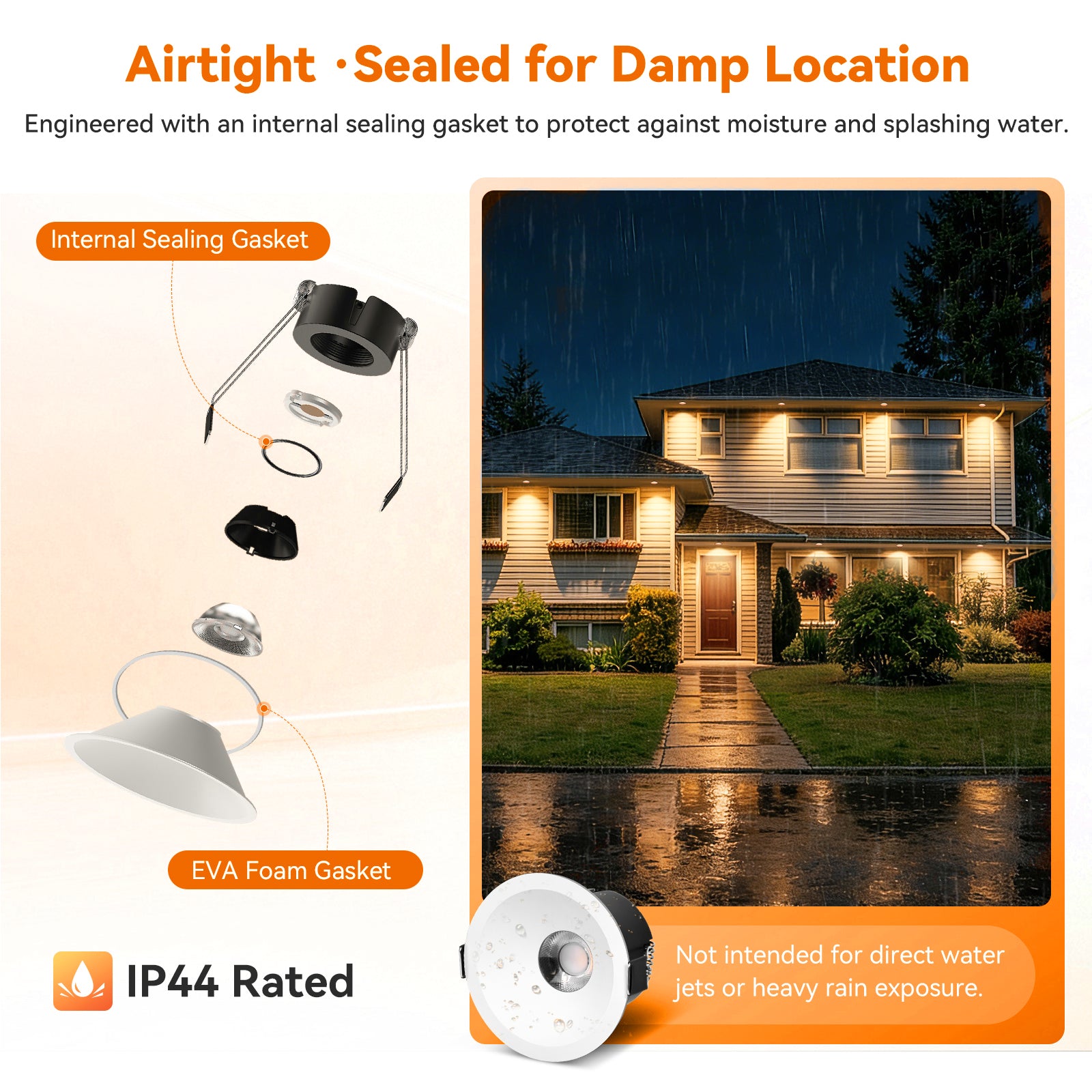 6/12pack CycevSun White 3 Inch Recessed LED Lights, Anti-Glare COB Canless Ceiling Spotlight, 5CCT Selectable 2700K-6000K, 130LM/W, 12W, RA95 Small Exterior Soffit, Dimmable, ETL, IP44 Damp Rated