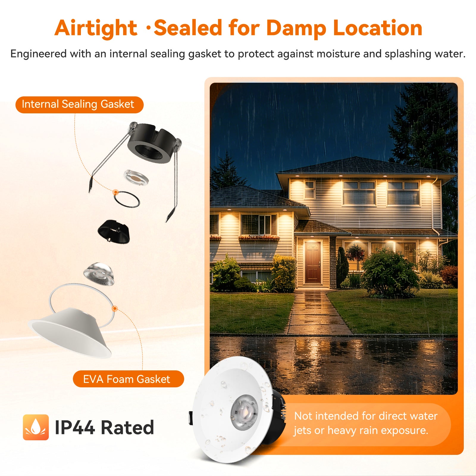 6/12pack CycevSun White 4 Inch Recessed Lights, Anti-Glare COB Canless Recessed Ceiling Spotlight, 5CCT Selectable 2700K-6000K, 130LM/W, 16W, RA95 Exterior Soffit Lights, Dimmable, ETL, IP44 Damp Rated
