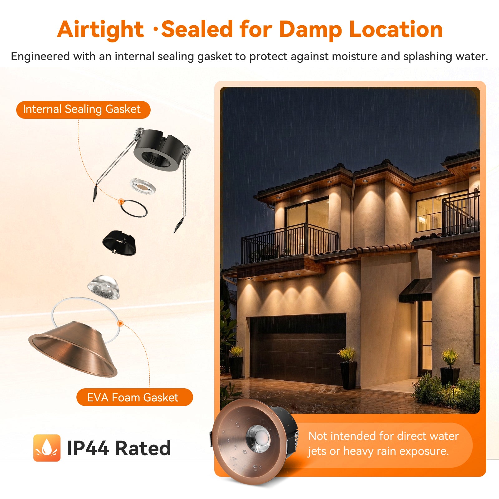 6/12pack CycevSun Bronze 3 Inch Recessed LED Lights, Anti-Glare COB Canless Ceiling Spotlight, 5CCT Selectable 2700K-6000K, 130LM/W, 12W, RA95 Small Exterior Soffit, Dimmable, ETL, IP44 Damp Rated