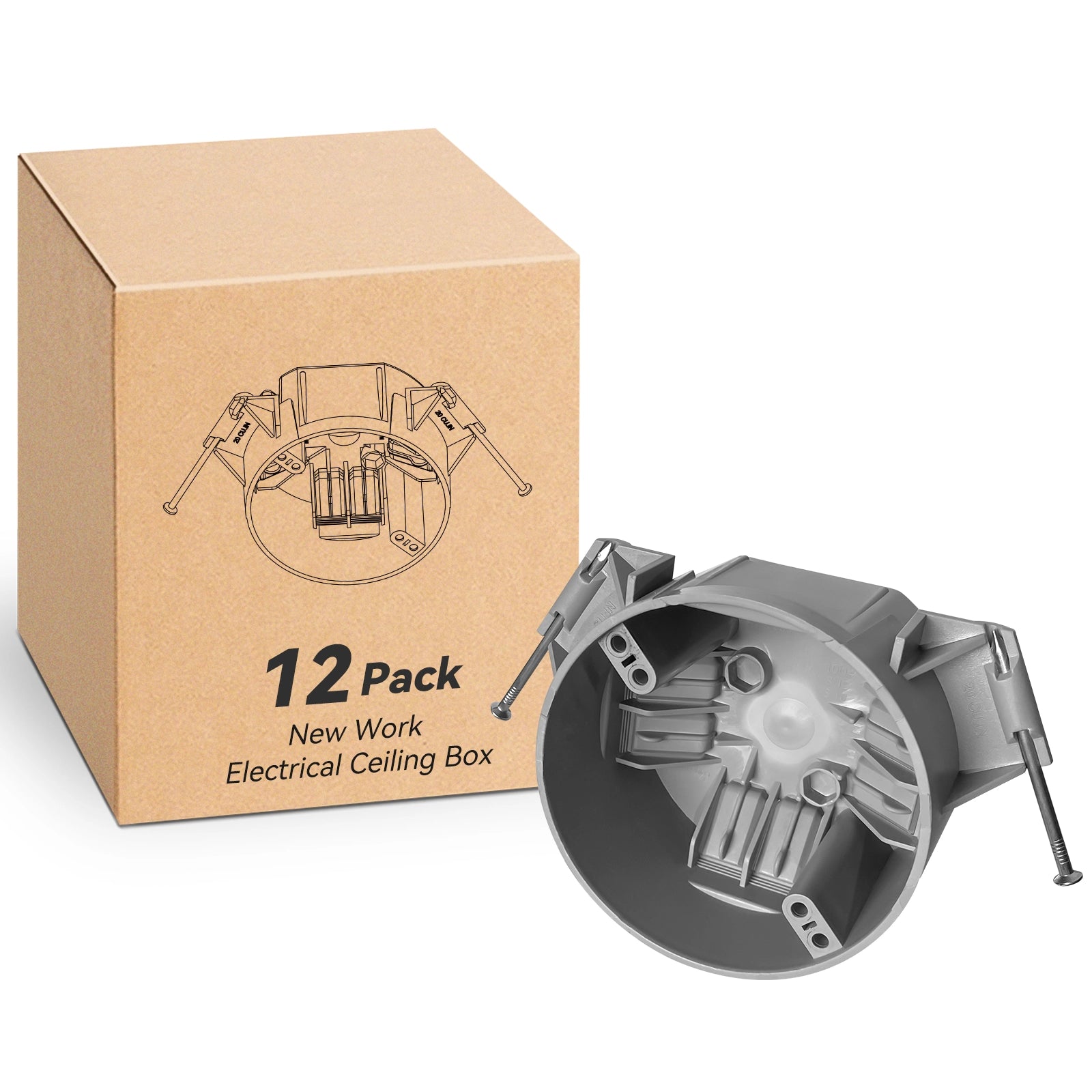CycevSun New Work Round Electrical Ceiling Box, 6-Pack