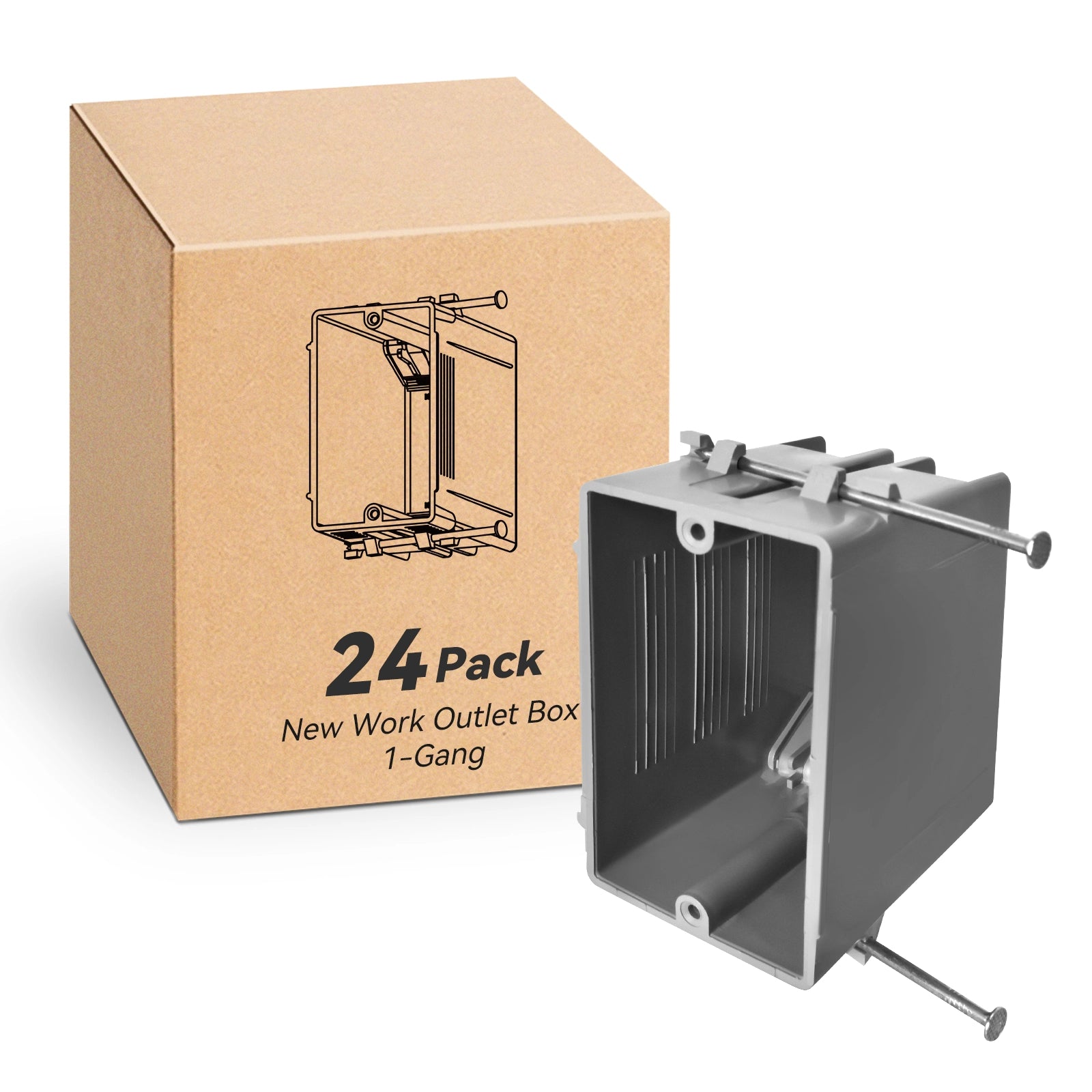 CycevSun 1 Gang New Work Outlet Electrical Box, 6-Pack