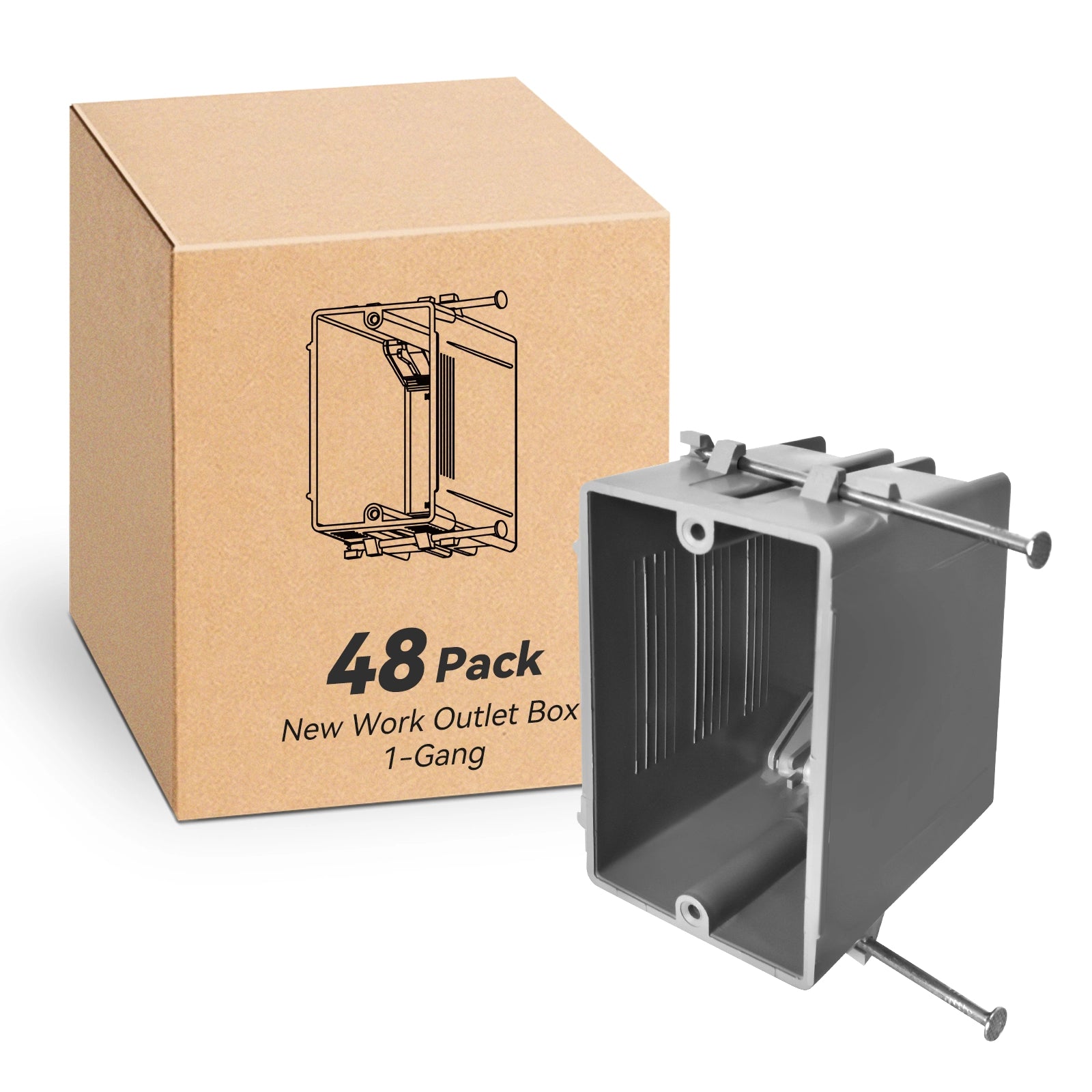 CycevSun 1 Gang New Work Outlet Electrical Box, 6-Pack