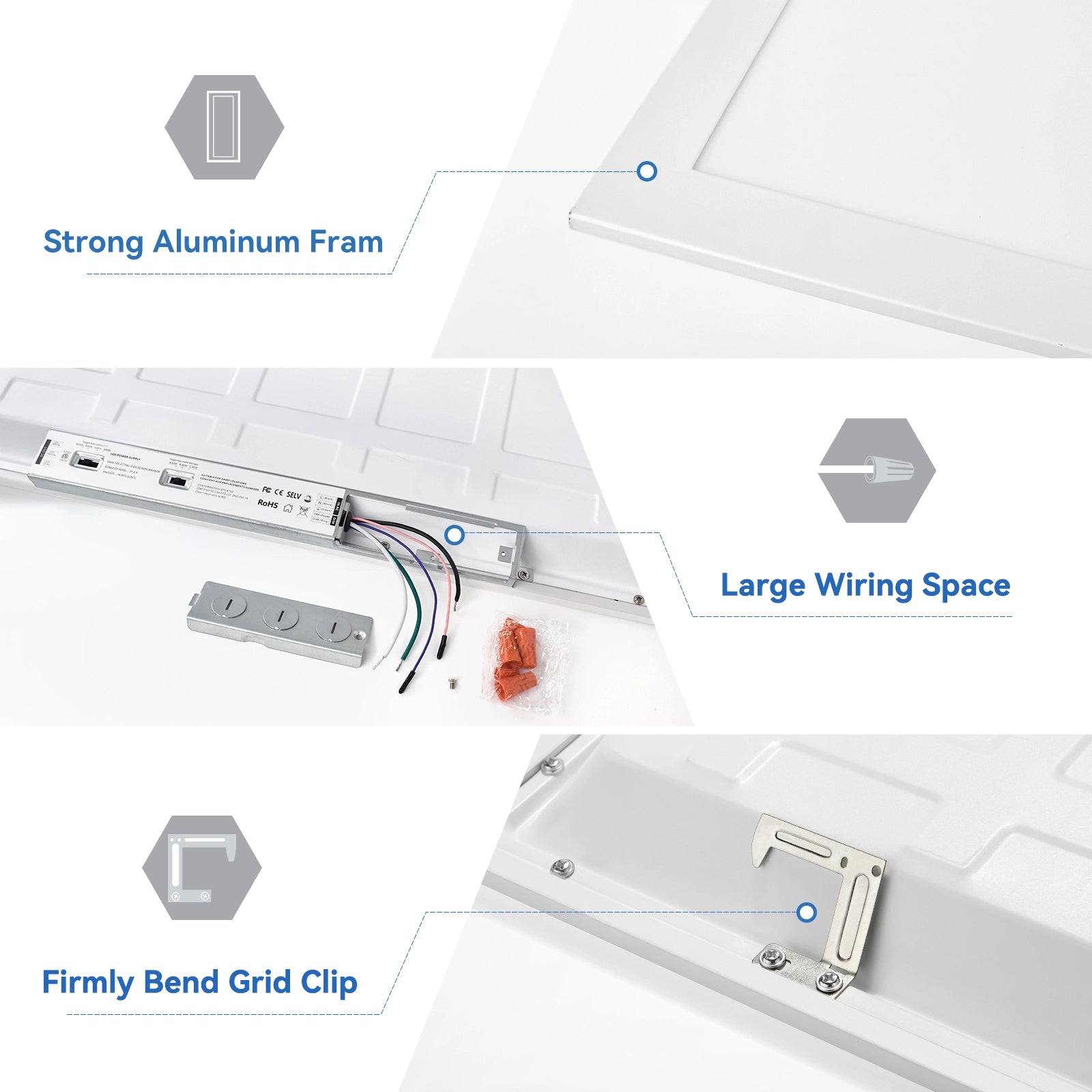 CycevSun 2x2 4CCT LED Flat Panel Drop Ceiling, 0-10V Dimmable, 4 Pack