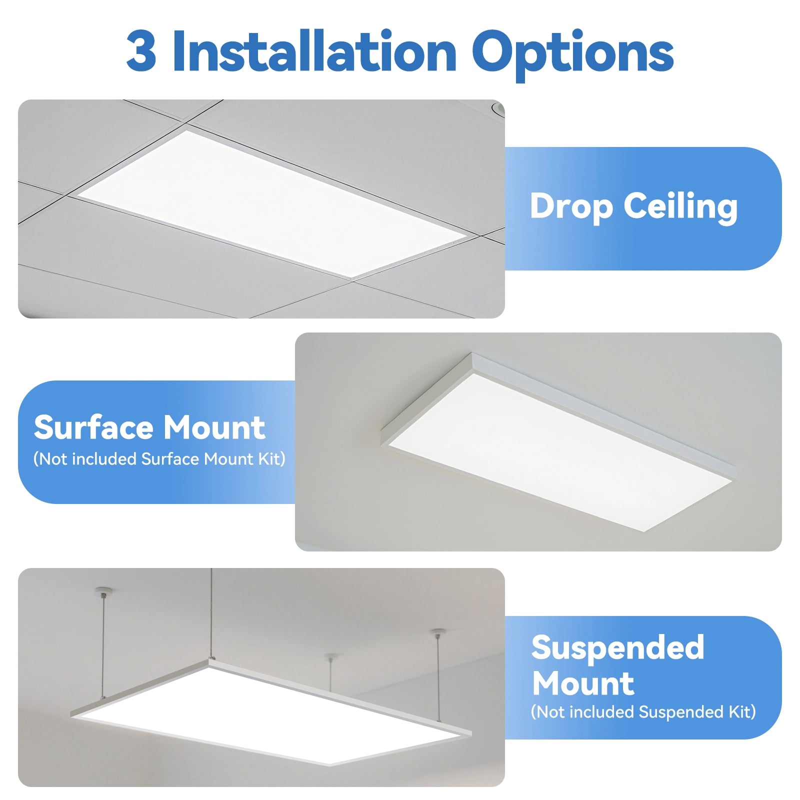 CycevSun 2x4 4CCT LED Flat Panel Light Drop Ceiling, 0-10V Dimmable, 4 Pack