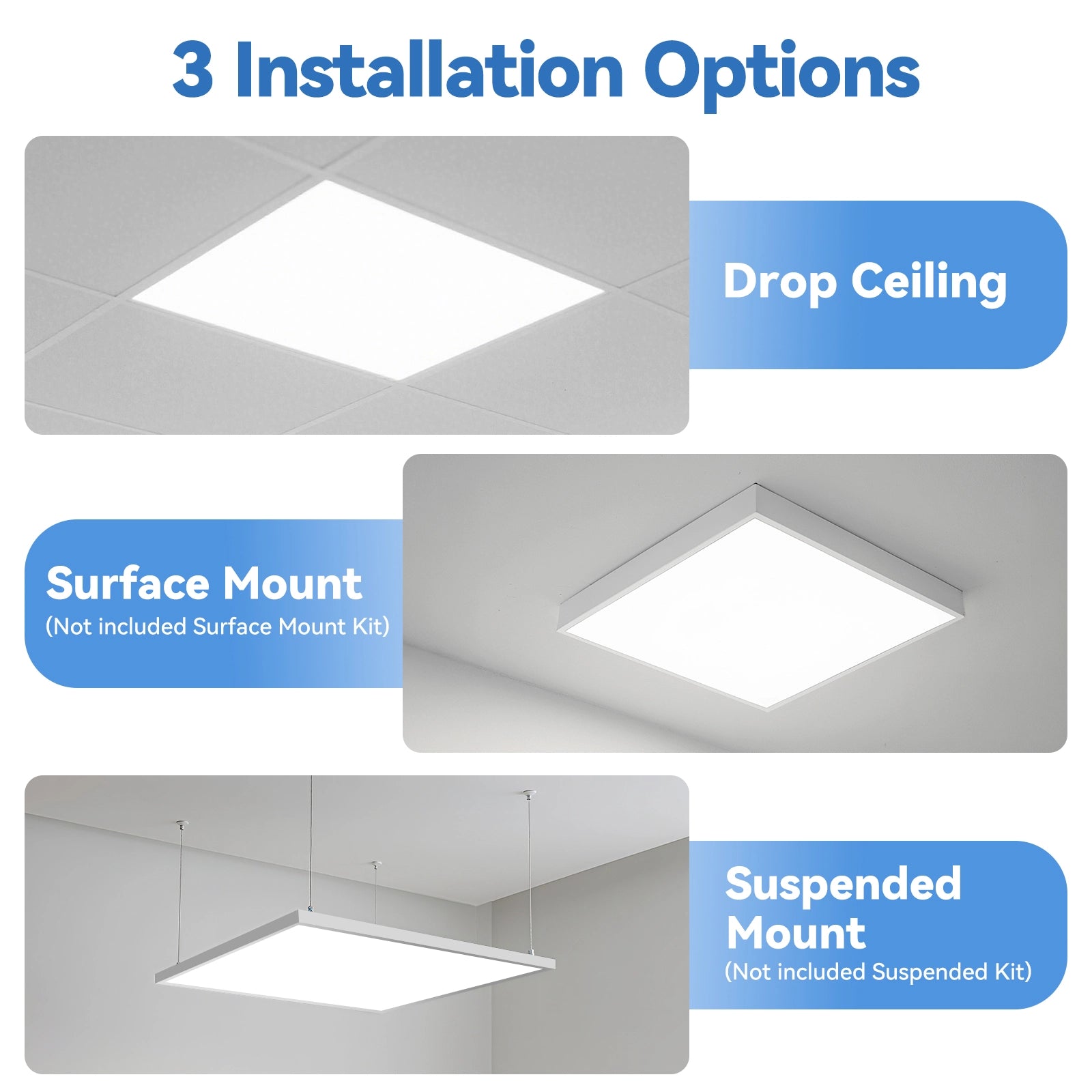 CycevSun 2x2 4CCT LED Flat Panel Drop Ceiling, 0-10V Dimmable, 4 Pack