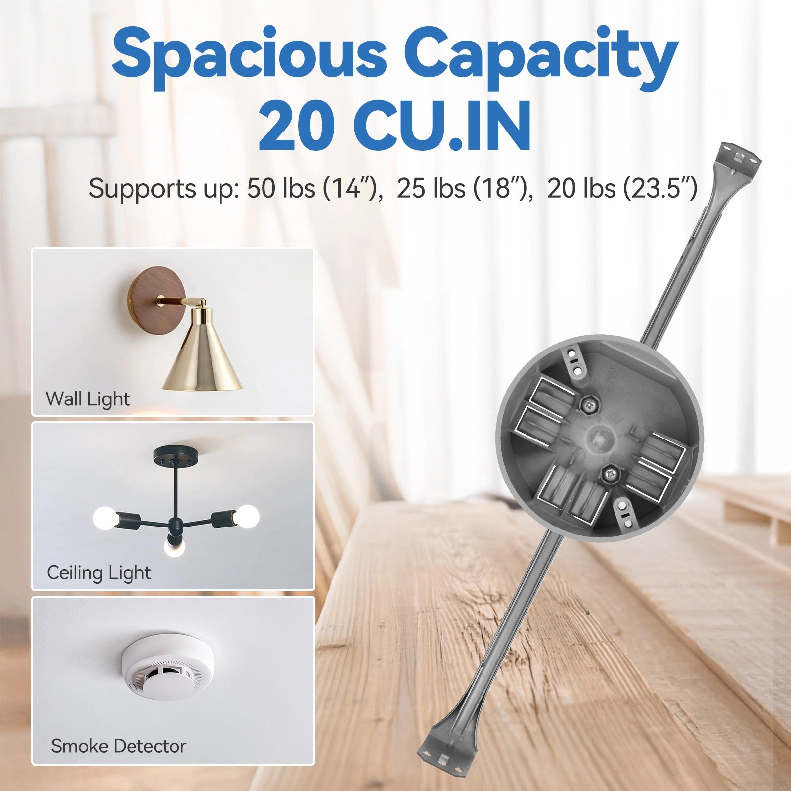 20 cu.in ceiling box capacity