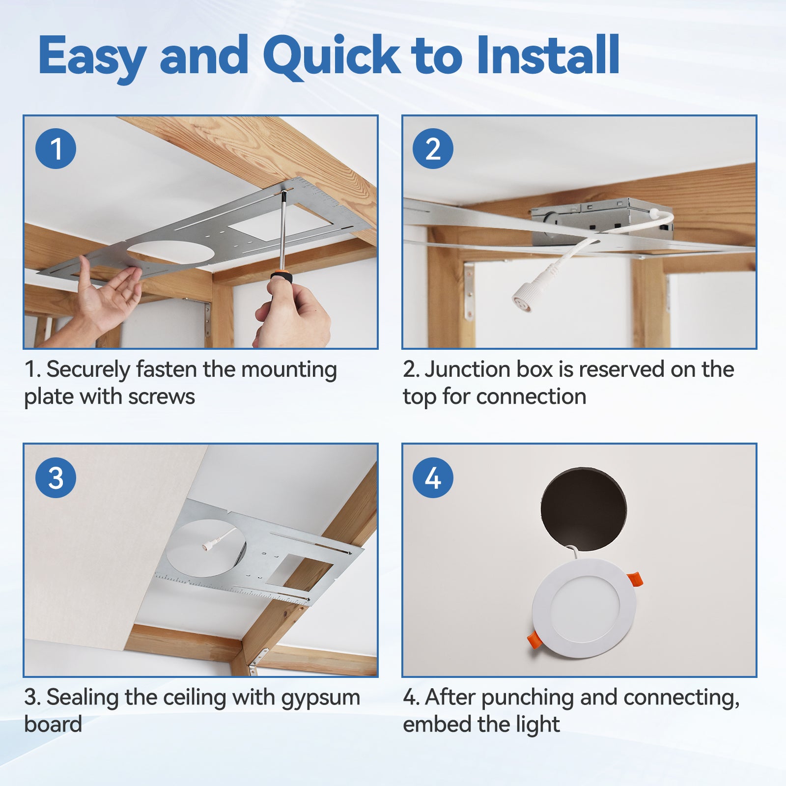 CycevSun 12-Pack New Construction Mounting Plate, 26" Wafer Light Rough in Plate for 6" Recessed Lights