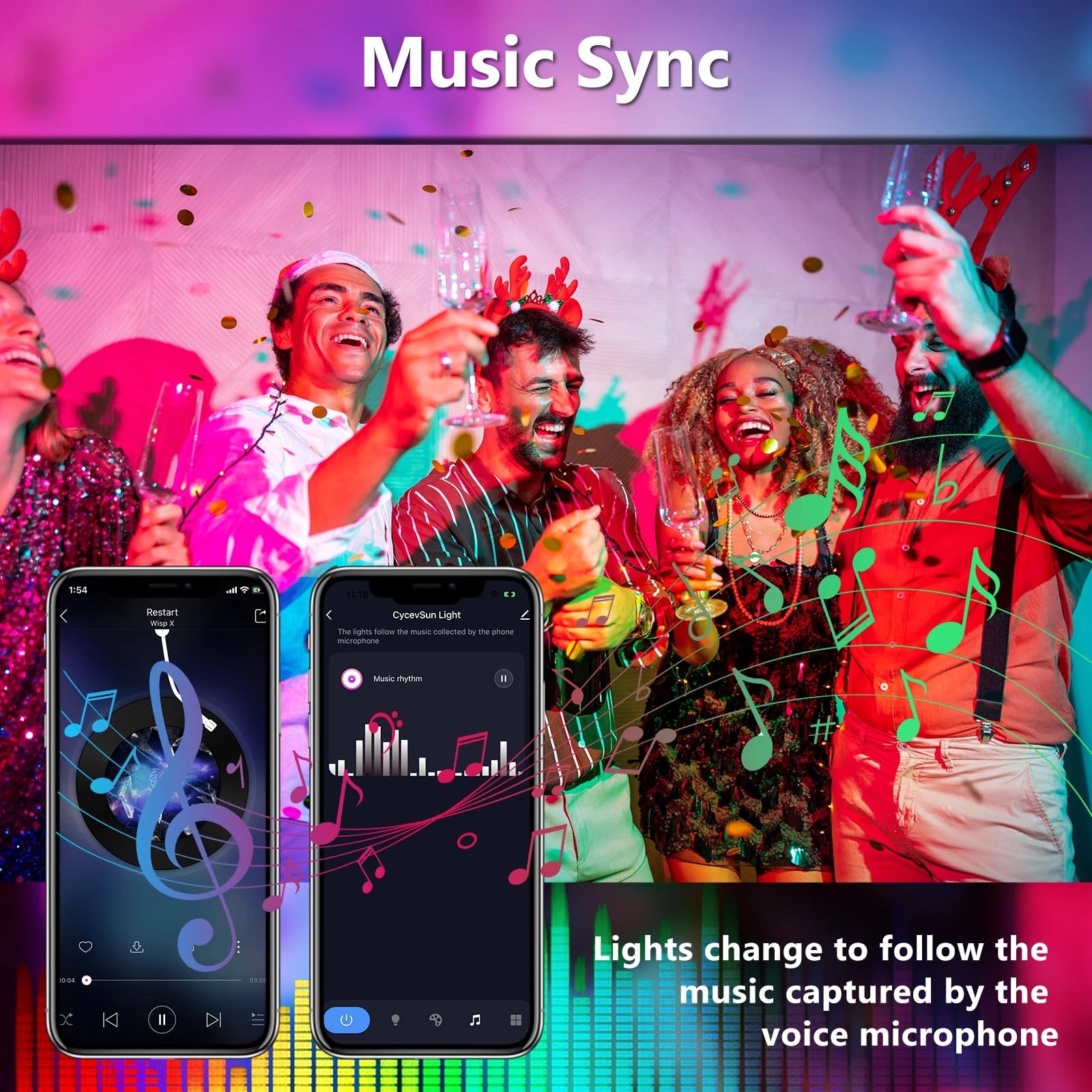 smart led recessed light with music sync