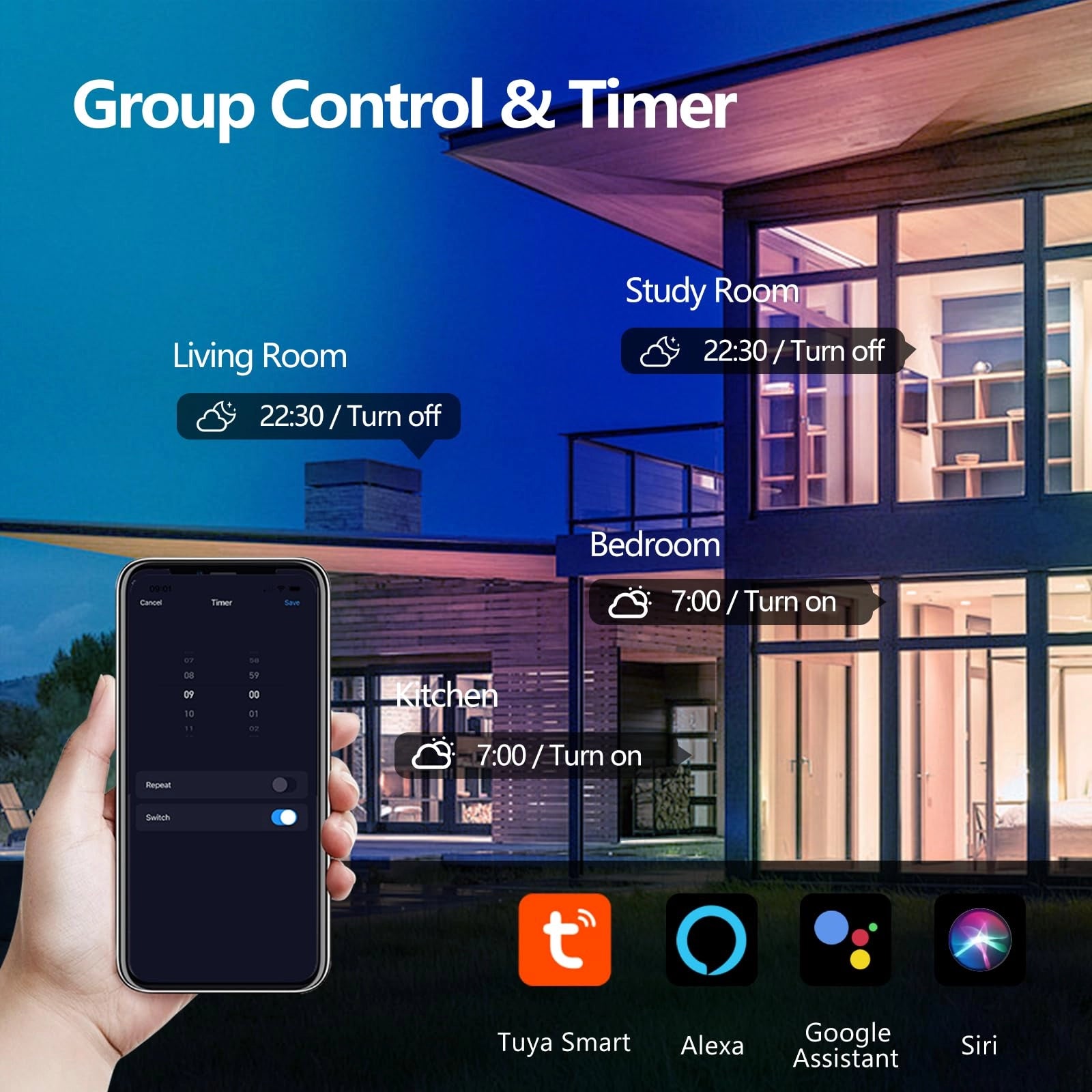 smart led recessed ligt with timer control