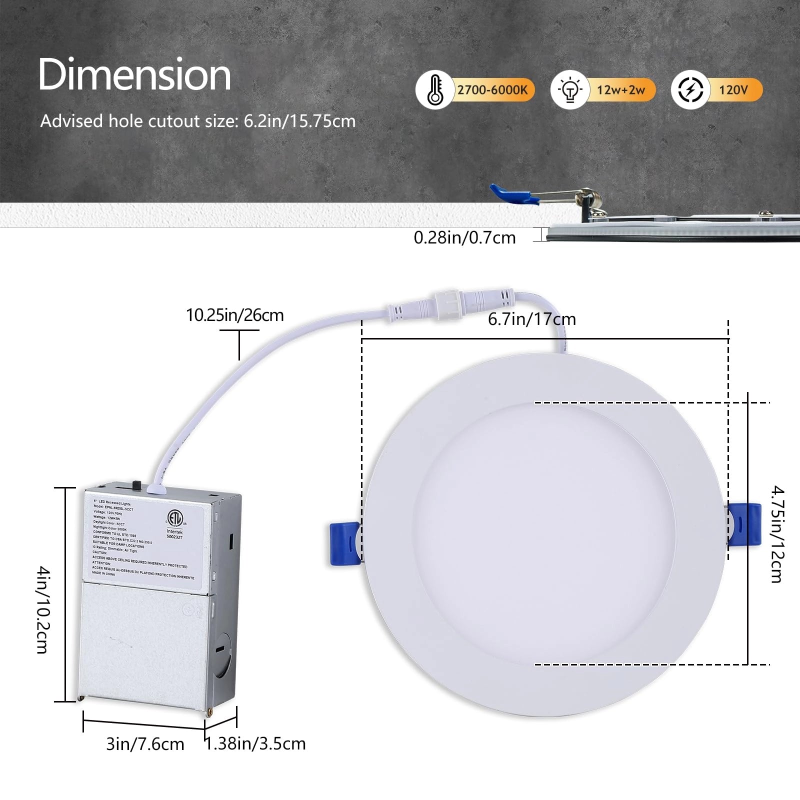 wholesale 6 Inch White Smart LED Recessed Lighting