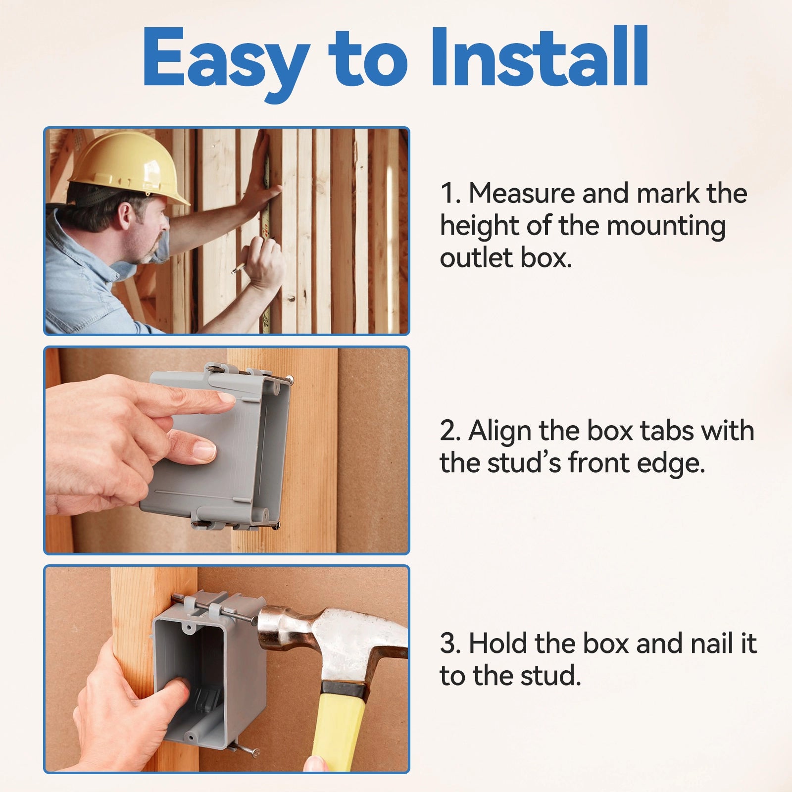 CycevSun 1 Gang New Work Outlet Electrical Box, 6-Pack