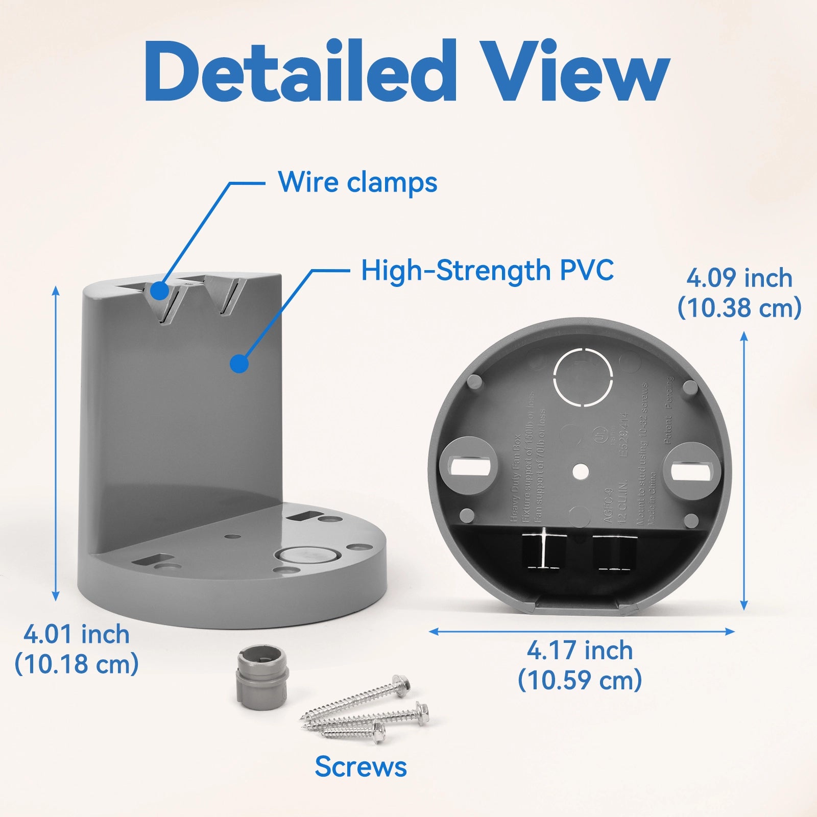 Spacious 12 cu.in Ceiling Fan Box
